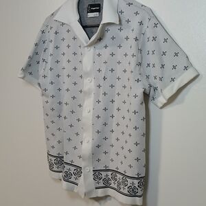 Original Use White Shirt with Black Floral Patterns